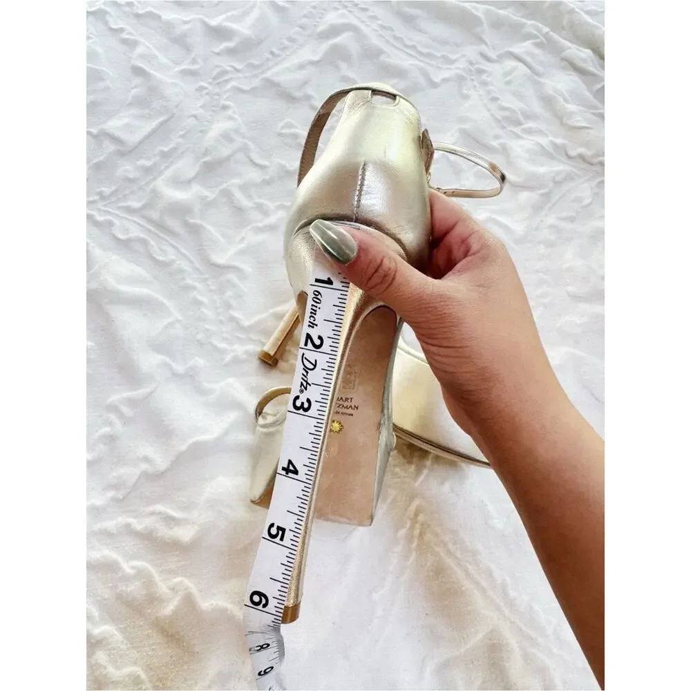 Stuart Weitzman Nudistcurve Hollywood Ankle-Strap Platform Sandals Size 10